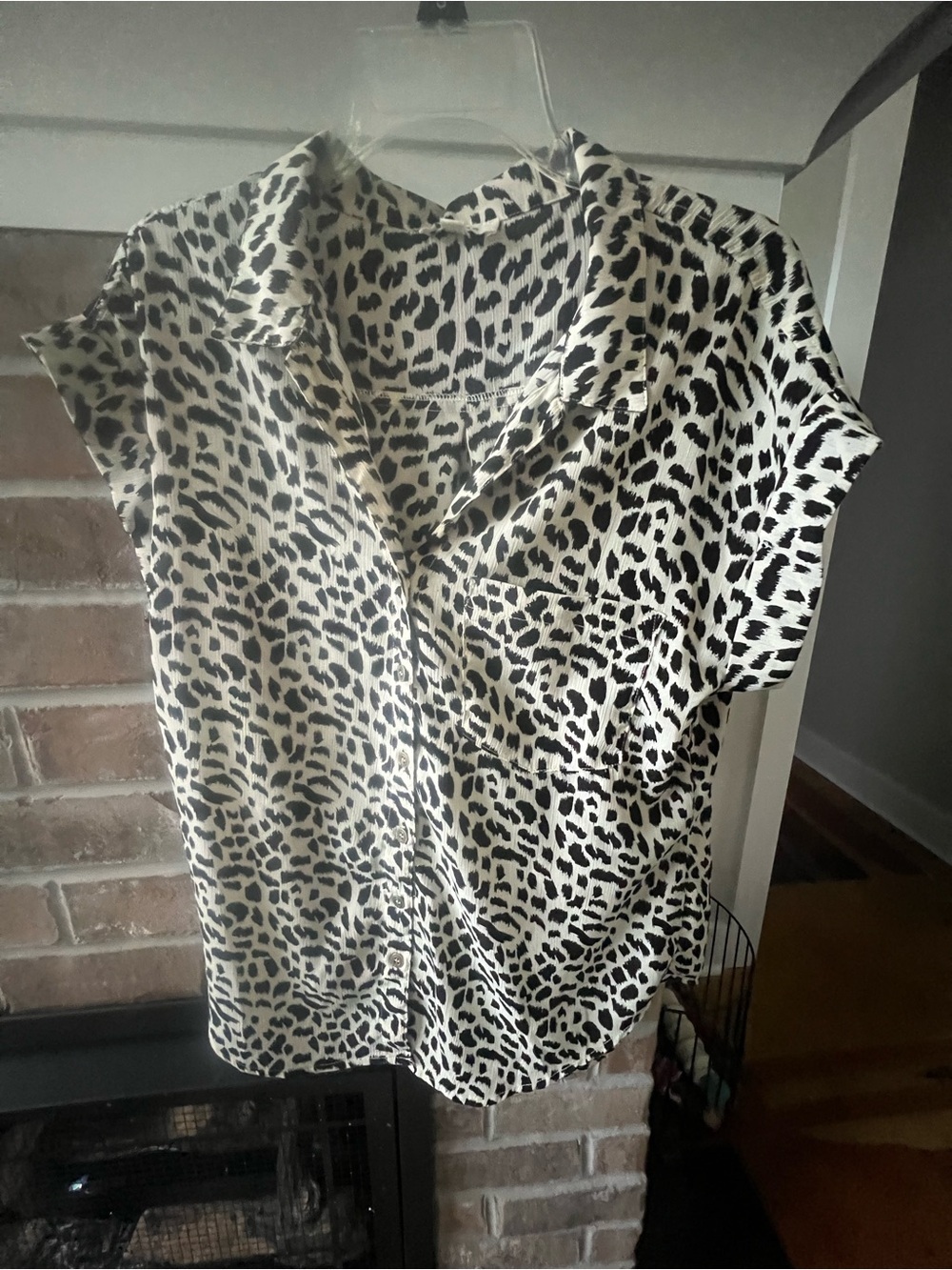 Umgee Black and Cream Leopard-Print Blouse